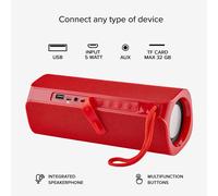 Sbs Haut-Parleur Sans Fil Pump 6 W Avec Lacet Et Finition En Tissu, Entrée Pour Carte Tf Jusqu'À 32 Go, Clé Usb Et Câble Aux, Câble Usb Inclus, Rouge