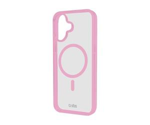 SBS Mag Frame Case Coque MagSafe pour iPhone 16 - Flexible et résistant, Protection Antichoc et Anti-Rayures, Protection Appareil Photo, matériau TPU, Design Mince, Transparent et Rose