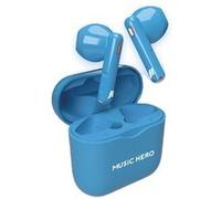 Music Hero cuffiette auricolari Wireless, colorazione Fluo, tecnologia True Wireless Stereo (TWS), custodia di ricarica da 180 mAh, controlli Touch, microfono integrato, Semi in-Ear, blu