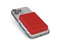 SBS Power Bank Batterie 5000 mAh, Compatible avec MagSafe, Charge sans Fil, Port USB-C, LED de statut, Universelle pour iPhone, Samsung, Xiaomi, Oppo, Rouge.