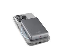 SBS Powerbank 10K Magsafe, 10 000 Mah Power Delivery 20 W, Chargement sans Fil 15 W, Magnétique, LED d'État, USB-C, Chargeur pour iPhone, iPad, Airpods, Samsung, Tablette, Smartphone, Aluminium Gris