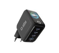 SBS Pulse Power 140W USB-C, Technologie GaN, Power Delivery (PD 3.0 PPS), Affichage Intelligent AI, Contrôle Tactile, AFC, Alimentation avec Recharge Rapide, Chargeur pour Notebook, iPhone, Android