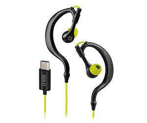 SBS Sport EARSET écouteurs filaires USB-C avec Microphone pour Samsung, Oppo, Xiaomi et Autres, écouteurs Sportifs résistants à l'eau IPX5 avec 6 Embouts Inclus.