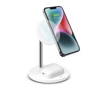 SBS Station de recharge verticale sans fil 2-en-1 pour iPhone, téléphones Android, AirPods, écouteurs TWS