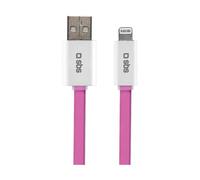 SBS TECABLELIGFLATP câble Lightning 1,5 m Rose