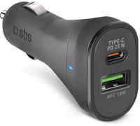 Sbs Tecrpd25W Chargeur voiture 25W Usb-A Usb-C Avec Power Delivery - Noir