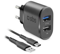 SBS TEKITTRC2U2AFASTK chargeur d'appareils mobiles Smartphone Noir Secteur, USB Intérieure