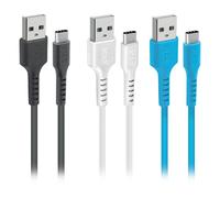 SBS Câble USB Kit câbles USB C-USB A, 1m20 noir,blanc,bleu