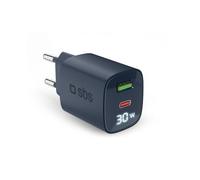 SBS TETRGANLCD1USB1C30B Chargeur Réseau LCD Gan 30W 1 USB-C 1 USB-A Bleu