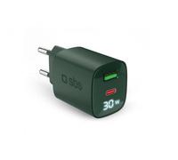 SBS TETRGANLCD1USB1C30G Vert Chargeur Mural Avec Écran LCD USB-C Et US