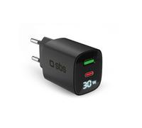 SBS TETRGANLCD1USB1C30K Chargeur Mural Avec Écran LCD USB-C Et USB Noir
