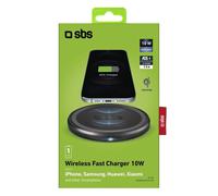 SBS TEWIRELESSUF10W chargeur d'appareils mobiles Smartphone Noir USB Recharge sans fil Charge rapide Intérieure