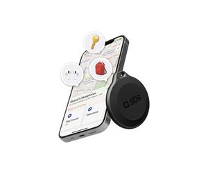 SBS Track My Circle - Localisateur de clés et d'objets Compatible avec Apple Localiser (Find My), Alarme 100 DB, prêt à l'emploi avec Batterie CR2032 Incluse, étanche IP65, avec Trou Porte-clés, Noir