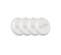 SBS Track My Dot Kit, 4 x Localisateurs compatibles avec Apple Localiser (iOS), Trouve-Objets pour Clés, 60dB, Prêts à l'emploi avec Pile CR2032 Incluse, avec Trou pour Porte-clés, Blanc