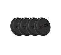 SBS Track My Dual Kit, 4 Localisateurs compatibles avec Apple Localiser (iOS), Trouve-Objets pour Clés, 60dB, Prêts à l'emploi avec Pile CR2032 Incluse, Trou pour Porte-clés, Noir