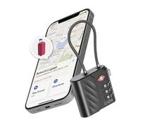 SBS Track My Lock Cadenas TSA avec localisateur Finder intégré, Compatible Apple Localiser (iOS), Verrouillage à Combinaison 3 Chiffres, Alarme 60 DB, Recharge USB-C, idéal pour valises et Sacs, Noir