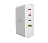 SBS Travel Adapter USB-C 100W, Chargeur de Voyage avec Prises US/UK/EU/AU, Adaptateur Convertisseur avec 4 Ports USB, Power Delivery (PD), Charge Rapide pour iPhone, Samsung, MacBook et Laptop, Blanc