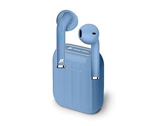 SBS Twin Style - Écouteurs stéréo sans Fil avec Microphone et Bouton réponse/Fin d’Appel, étui de Charge de 300 mAh, jusqu'à 2,5 Heures d'écoute de Musique, Bleu