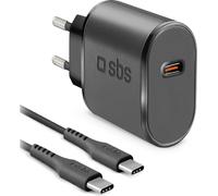 SBS Wall Charger Kit 15W noir TEKITTRTC15W Chargeur 15W y compris câble USB-C vers USB-C