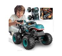 SBSG 2.4Ghz RC Monster Truck Toys for Boys, 1:20 Dinosaur Remote Control Car with Lights & Music, Stunt 360 Spin Walk Truck