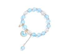 Sbshiouu Bracelet élégant avec pendentif en forme d'étoile de mer et coquillage, bijou minimaliste et confortable, Size Approx.18cm/7.08inch, Alliage, perle d'imitation, fleur éclatée