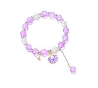 Sbshiouu Bracelet élégant avec pendentif en forme d'étoile de mer et coquillage, bijou minimaliste et confortable, Size Approx.18cm/7.08inch, Alliage, perle d'imitation, fleur éclatée