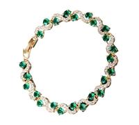 Sbshiouu Bracelet rivière élégant avec pierres rondes en oxyde de zirconium pour femme, 18cm, Métal