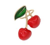 Sbshiouu Broche en forme de sapin de Noël avec strass colorés - Motif cerises - Fait à la main - Pour femme, 5.1x3.3cm 4.3x3.3cm 2.8x3.4cm, Métal