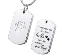 Sbshiouu Élégant collier urne funéraire pour animal de compagnie avec imprimé pattes de chien et chats pour stocker les cendres, les cheveux, les fourrures, bijoux commémoratifs, collier urne en poils