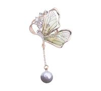 Sbshiouu Élégante broche papillon avec perles en forme de gouttes d'eau en alliage pour femme, 4x3.5cm, Métal