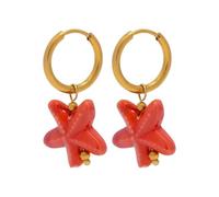 Sbshiouu Élégantes boucles d'oreilles pendantes en céramique en forme d'étoile de mer fabriquées à la main pour un usage quotidien ou des vacances, bijoux en alliage léger, 3.5cm, Céramique + alliage