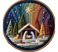 Sbshiouu Kit de broderie pour crèche de Noël avec cerceau réglable et vis à ressort pour décoration de Noël