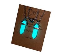 Sbshiouu Lot de 2 colliers avec pendentif hexagonal en cristal - Bijoux lumineux en forme de cœur - Colliers hexagonaux assortis, taille unique, Comme décrit, Comme décrit.