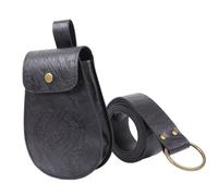 Sbshiouu Lot de 2 pochettes de ceinture punk médiévale en cuir PU avec sangle réglable pour cosplay extérieur, Noir , 7.8x7.8in