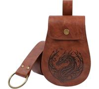 Sbshiouu Lot de 2 pochettes de ceinture punk médiévale en cuir PU avec sangle réglable pour cosplay extérieur, marron, 7.8x7.8in
