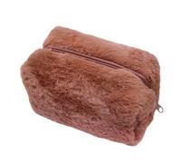 Sbshiouu Trousse de maquillage en peluche en polyester doux pour organiser les cosmétiques designs tendance et pratiques, café, Size 17x9x10cm/6.69x3.54x3.94inch
