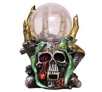 SBTU Rétro Tête De Crâne Veilleuse Squelette Résine Artisanat 3D Impression Tactile Verre Lampe De Table Vintage Creative Décoration De Bureau Halloween Cadeau d'anniversaire De Noël (B)