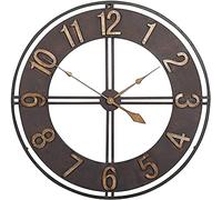 SBTXHJWCGLD 60cm Grande Horloge Murale de Jardin en Métal à Visage Ouvert, Étanche pour Intérieur et Extérieur, Plein Air, Salon