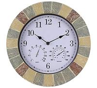 SBTXHJWCGLD Horloge Murale de Jardin extérieur, thermomètre et hygromètre en résine de 14 Pouces Horloge de Jardin avec Anneau étanche et Couvercle étanche Horloge extérieure étanche Décoratio