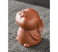 Sbuxhrkid Thé en argile Zisha fait main en forme de lapin - Lapin souriant à la recherche de pattes de tête, thé kung fu chinois réaliste