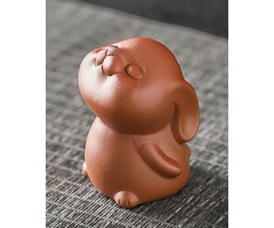 Sbuxhrkid Thé en argile Zisha fait main en forme de lapin - Lapin souriant à la recherche de pattes de tête, thé kung fu chinois réaliste