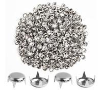 SBYURE Lot de 1 000 clous en argent de 10 mm pour vêtements, 4 mâchoires rondes, punk, clous pyramidaux pour chaussures, vestes, sacs à dos, artisanat du cuir, artisanat du cuir