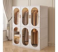 SBZIOJHDR Armoire montée, Armoire de Chambre Bon marché, penderie Pliable en Acrylique avec Tringle et roulettes, matériaux PP métal(107 * 55 * 132cm)