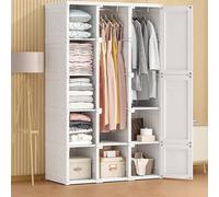SBZIOJHDR Armoire montée, Petit modèle en polypropylène avec Porte magnétique et Tringle à vêtements Alliage. Charge maximale : 60 kg(104 * 50 * 170cm)