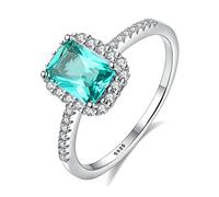 SBZIOJHDR bague en diamant, Bague de fiançailles et mariage sertie diamants ornée d'une émeraude pure à 100%(6)