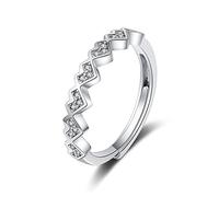SBZIOJHDR bague pour femme, Bagues en or blanc 9 carats, bagues de promesse for femmes, ajustables, forme cœur ondulé avec moissanite ronde(H 1/2)