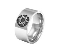SBZIOJHDR bagues pour hommes, Amulette médiévale Étoile de David, bague en acier titane, symbole religieux juif sacré, talisman protecteur(M)