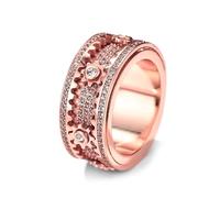 SBZIOJHDR bagues pour hommes, Bague EDC rotative en alliage sertie de diamants, bracelet anti-stress mécanique scintillant(Rose gold,S)