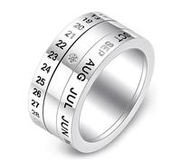 SBZIOJHDR bagues pour hommes, Bracelet à double affichage de la date et du mois, idéal for les anniversaires, commémorations cadeaux personnalisés(S)