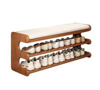 SBZIOJHDR Banc de Rangement pour Chaussures, Banc Organisateur d'intérieur à 2 Niveaux avec Coussin en Cuir et siège rembourré for entrée